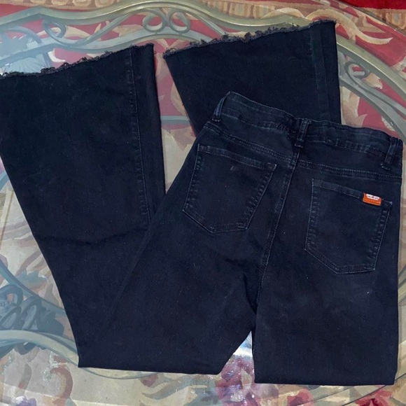 Urban Outfitters black high hem waist ultra flare bell bottom pants y2k jeans - Picture 10 of 16